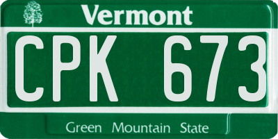 VT license plate CPK673