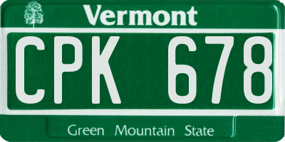 VT license plate CPK678