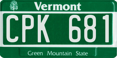VT license plate CPK681
