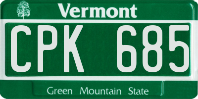 VT license plate CPK685