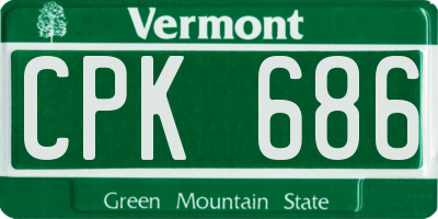 VT license plate CPK686