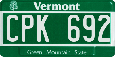 VT license plate CPK692