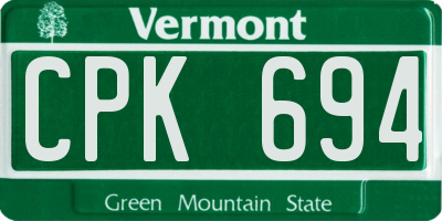 VT license plate CPK694