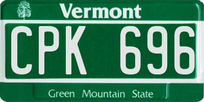 VT license plate CPK696