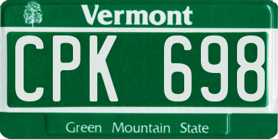 VT license plate CPK698