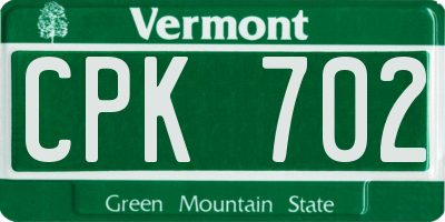 VT license plate CPK702