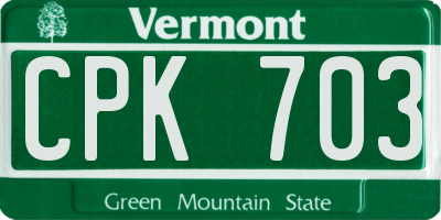 VT license plate CPK703