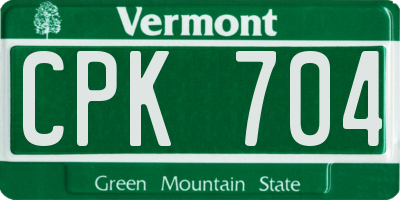 VT license plate CPK704