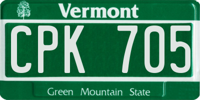 VT license plate CPK705
