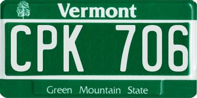 VT license plate CPK706