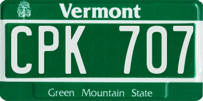 VT license plate CPK707