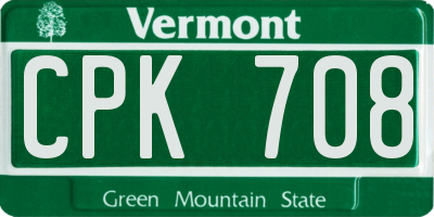 VT license plate CPK708