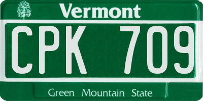 VT license plate CPK709