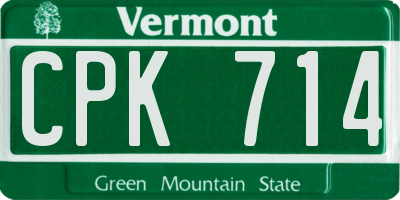 VT license plate CPK714