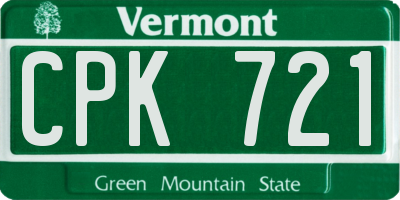 VT license plate CPK721