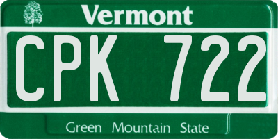 VT license plate CPK722