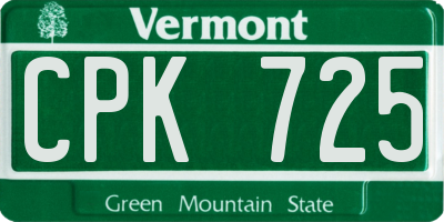 VT license plate CPK725