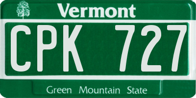 VT license plate CPK727