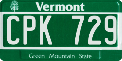 VT license plate CPK729