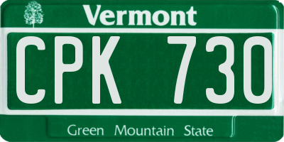 VT license plate CPK730