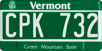 VT license plate CPK732