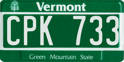 VT license plate CPK733