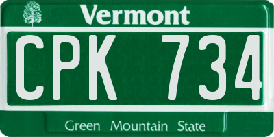 VT license plate CPK734