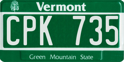 VT license plate CPK735