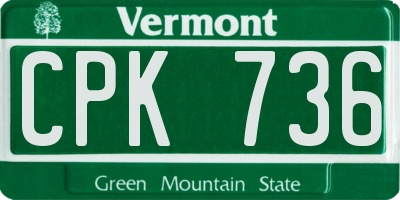 VT license plate CPK736