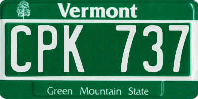 VT license plate CPK737