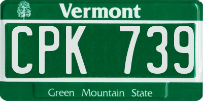 VT license plate CPK739