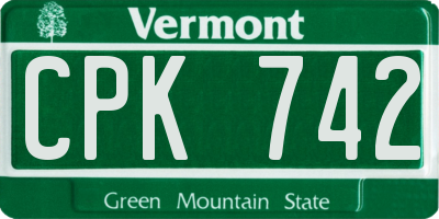 VT license plate CPK742