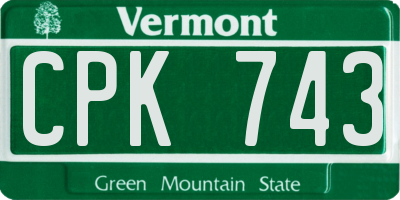 VT license plate CPK743