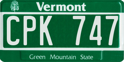 VT license plate CPK747