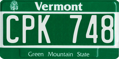 VT license plate CPK748