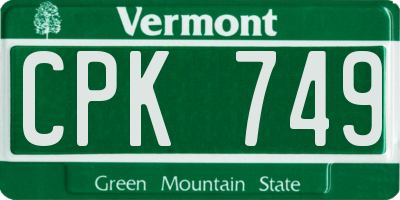 VT license plate CPK749