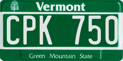 VT license plate CPK750