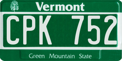 VT license plate CPK752
