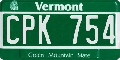 VT license plate CPK754