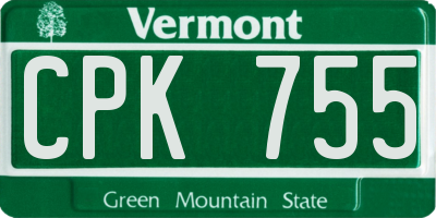 VT license plate CPK755