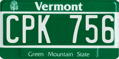 VT license plate CPK756