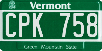 VT license plate CPK758