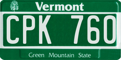 VT license plate CPK760
