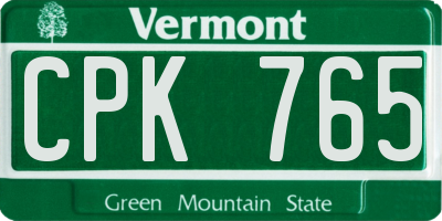 VT license plate CPK765
