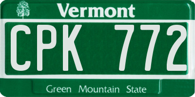 VT license plate CPK772