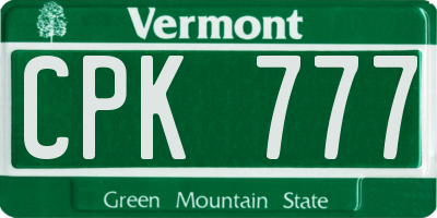 VT license plate CPK777