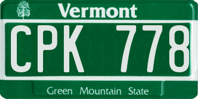 VT license plate CPK778