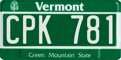 VT license plate CPK781