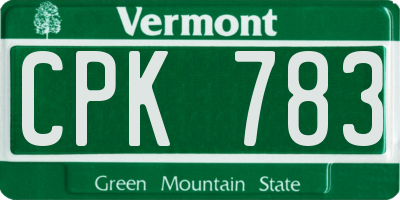 VT license plate CPK783