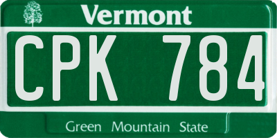 VT license plate CPK784
